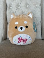 Squishmallows 12" Dog Plush Angie the Shiba Inu "YAY" Celebration Gift NEW
