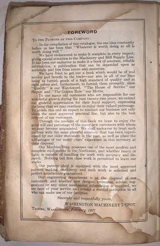 WASHINGTON MACHINERY DEPOT, TRADE CATALOGUE, 1921, WOODWORKING, SAW MILL, TACOMA - Picture 6 of 12
