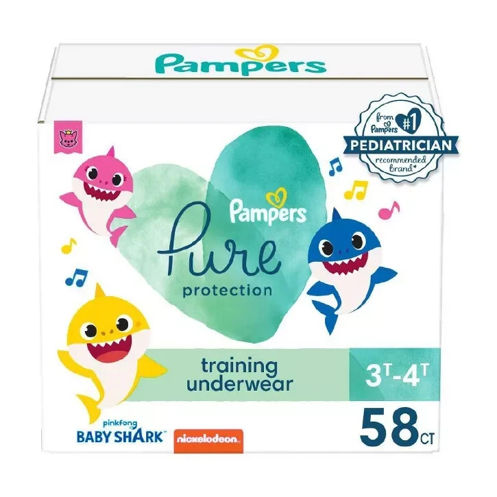 Pampers Pure Protection Training Underwear Baby Shark Size 3T-4T 58ct -  OPEN BOX