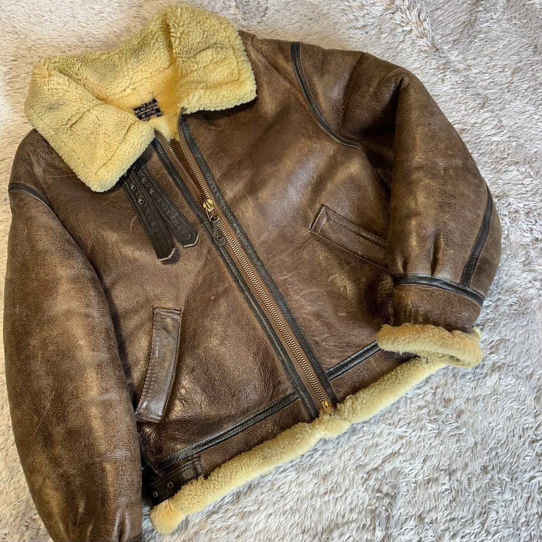 AVIREX Type B-3 Leather Flight Mouton Bomber Jacket size 40