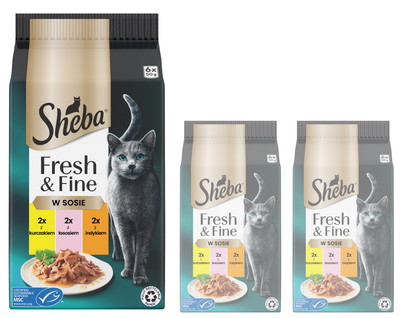 Sheba Nassfutter für Katzen Fresh & Fine Frischebeutel Fisch in Soße 3x6x50g