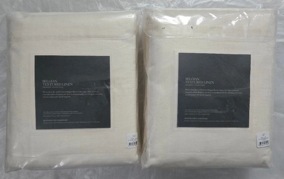 Restoration Hardware Belgian Textured Linen Drapery 2-Curtains 50"x108" Natural - Image 2 of 2