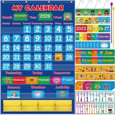 Classroom Calendar Pocket Chart Monthly Kids Preschool Kindergarten Decor