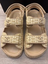 Chanel Raffia Dad Sandals Pearl CC size 36 US 6