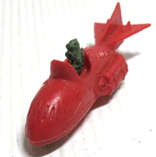 Vintage Red Bullet Race Car Driver Plastic Novelty Dime Store Toy Hong Kong E1