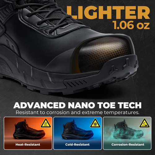 Men Waterproof Composite Toe Work Boots Lightweight Comfortable Safety Boots