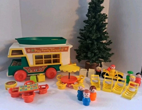 Vtg 1970'sFisher-Price Little People Family RV CAMPER SET; GUC!++Xtras! Pls Read