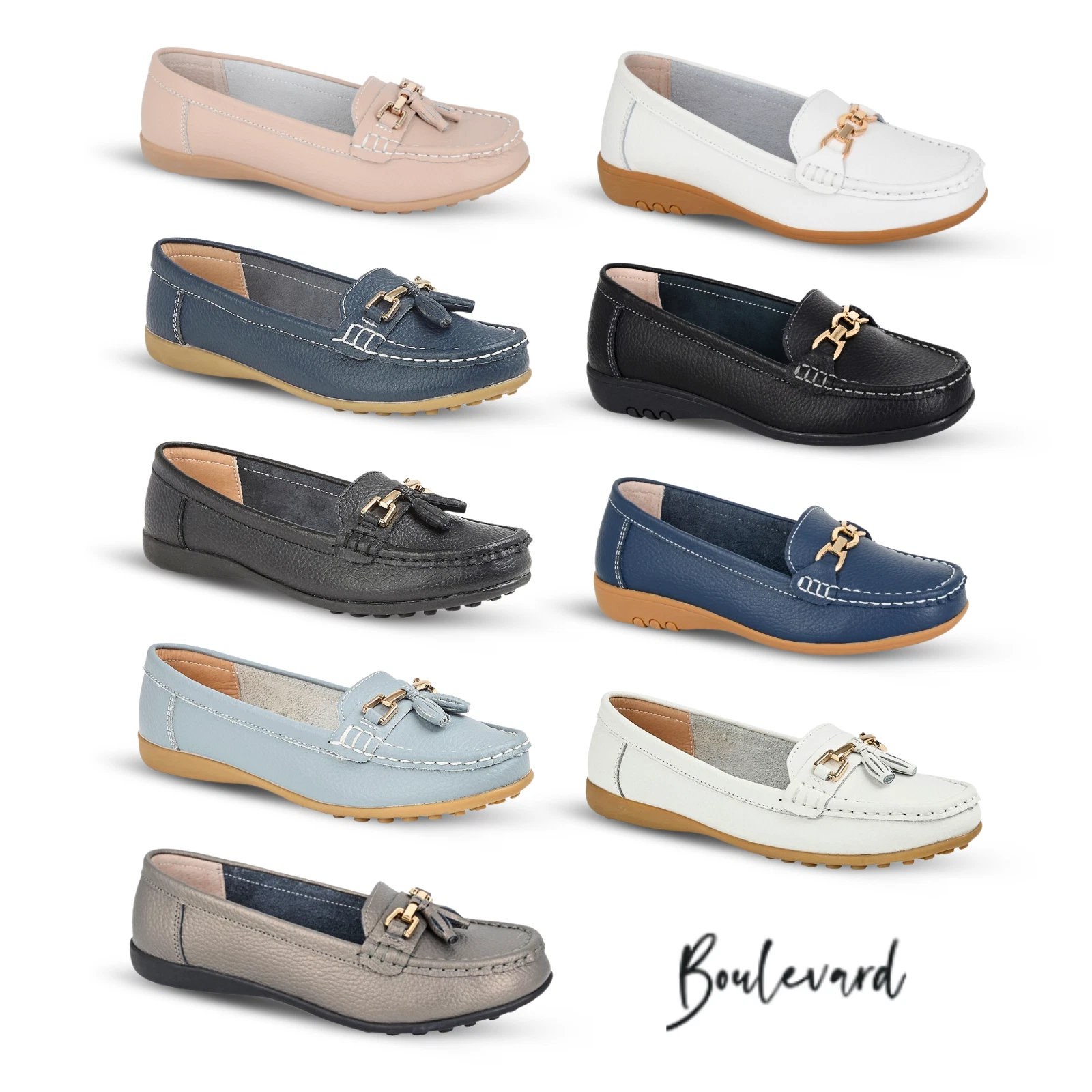 Boulevard Ladies Wide Loafers E + EEE Fit Smart Office Leather Saddle Shoes Girl
Opens in a new wind