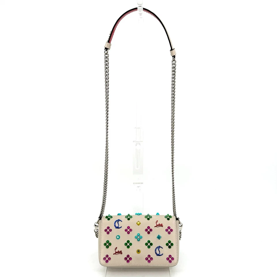 Christian Louboutin Paloma Studded Leather Crossbody Shoulder Clutch Bag Pink - Image 2 of 4
