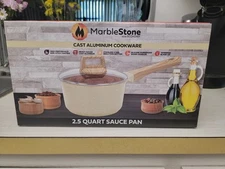 Eco+Chef Marblestone Cast Aluminum 2.5 Qt Saucepan