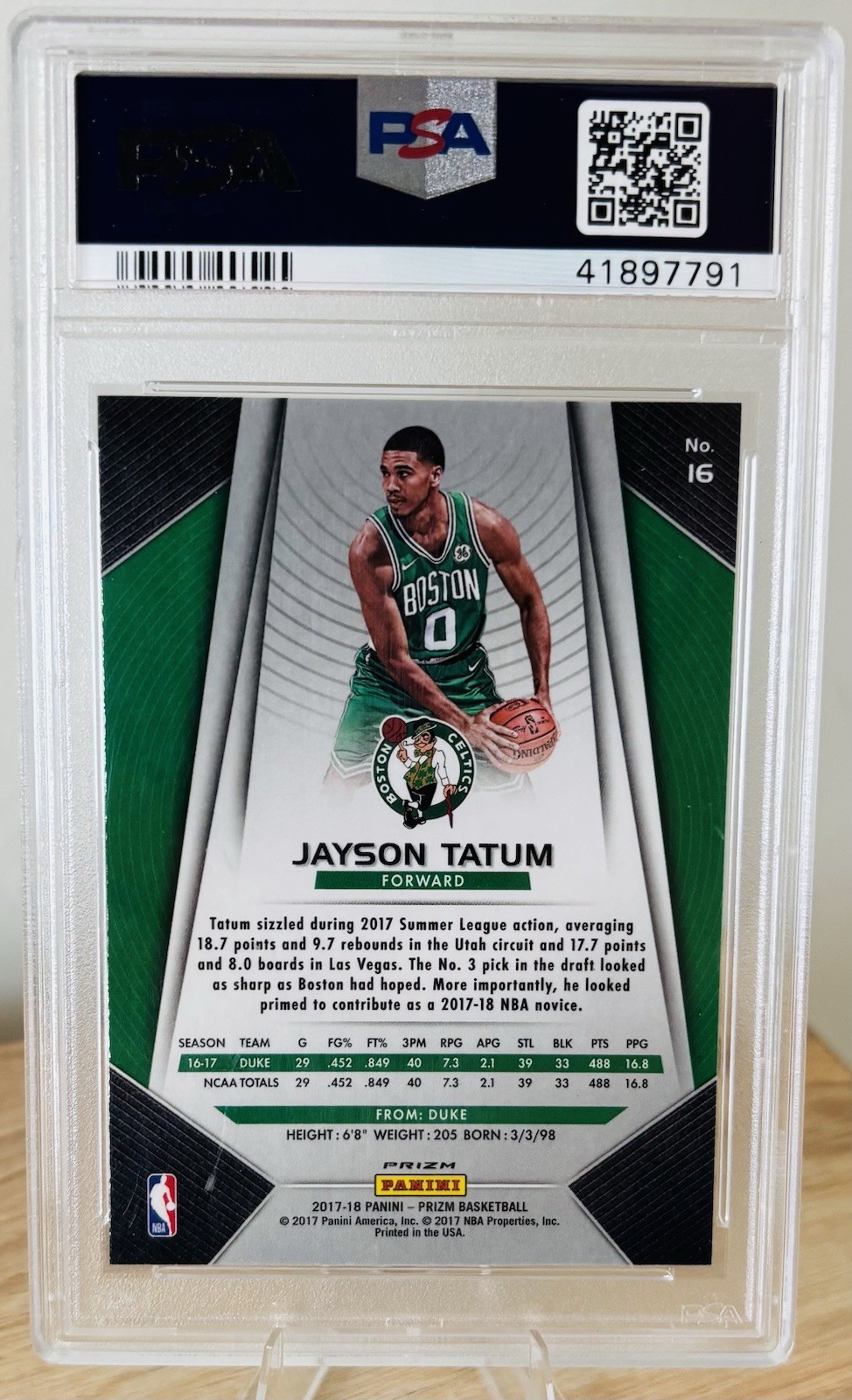 Jayson Tatum 2017 Prizm #16 Silver Prizm Rookie PSA 10 Gem Celtics Duke 🌈🔥💎 view 2