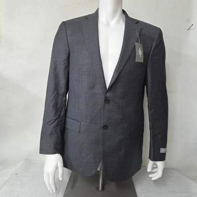 Hart Schaffner Marx Men Wool Suit Jacket Blazer Charcoal Gray Plaid Size 42R New