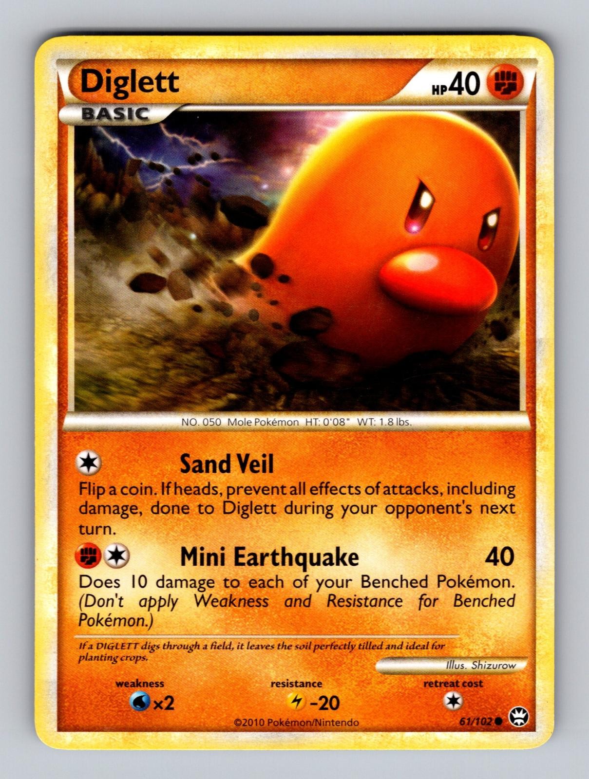 Diglett 61/102 Common HGSS Triumphant Pokemon Lightly Played