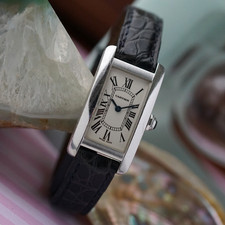 Cartier Tank Americaine 1713 donna oro bianco 18 kt quarzo anni 2000
