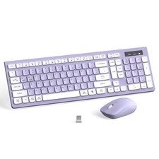 Wireless Keyboard and Mouse Combo, Full-Sized Wireless Keyboard and Adjustabl...