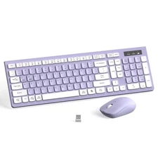 Wireless Keyboard and Mouse Combo, Full-Sized Wireless Keyboard and Adjustabl...