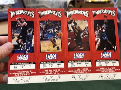Set 15 Minnesota Timberwolves 1998 NBA Playoffs/Finals Tickets, Kevin Garnett - Bild 3 von 6