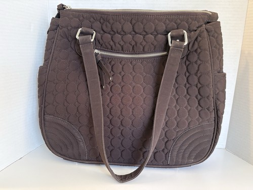 Vera Bradley große Umhängetasche Tasche einfarbig Espresso braun gesteppt Mikrofaser - Bild 1 von 13