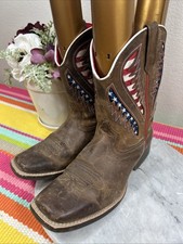 Ariat Brown Leather American Flag Venttek Western Boots Men&rsquo;s Boys EU 37 US 5.5