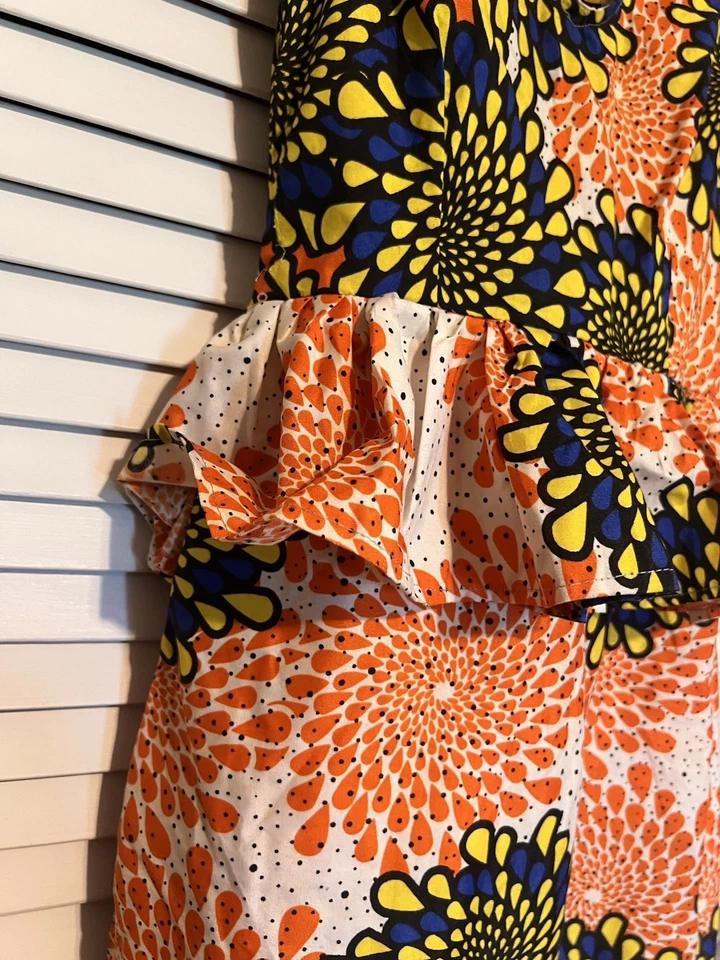 Vestido NIGERIANO AFRICANO Niños Niñas Talla 6 Hecho a Mano Maxi Hombro Abierto Alineado Foto 2 de 4
