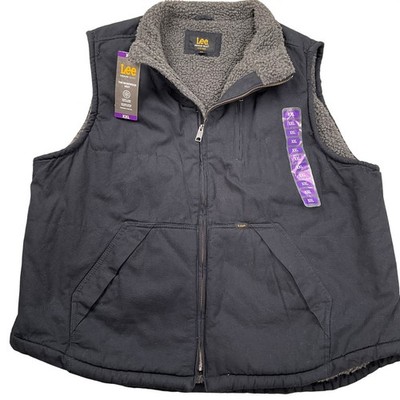 Lee Premium Select Vest Mens 2XL Gray Sherpa Lined Workwear Winter Chore Canvas