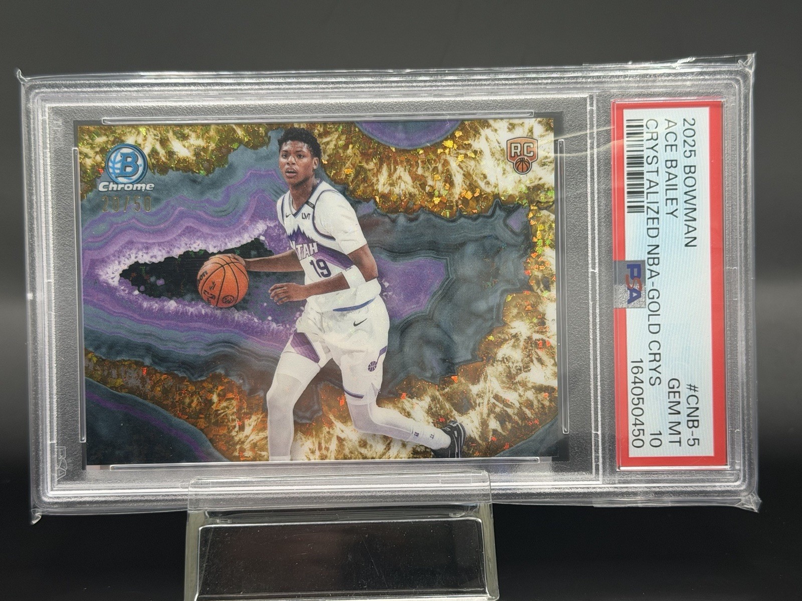 2025 Bowman Chrome Ace Bailey Crystalized Gold Crystal /50 PSA 10