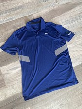 Nike Dri-FIT Vapor men's golf blue polo white accents custom logo -Size Medium-