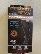 Copper Fit Energy Compression Socks Black Size Large/XLarge 1 Pair Brand New