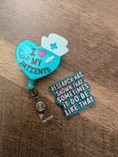 Nurse Badge Blue Interchangeable Retractable Reel