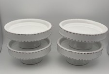Set of 4 American Atelier Bianca Bead Mini Cupcake Stands 4” Pedestal Plates