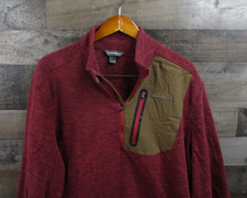 Eddie Bauer Sweater Mens XL Red 1/4 Zip Outdoor Pullover Zip Pocket Jacket