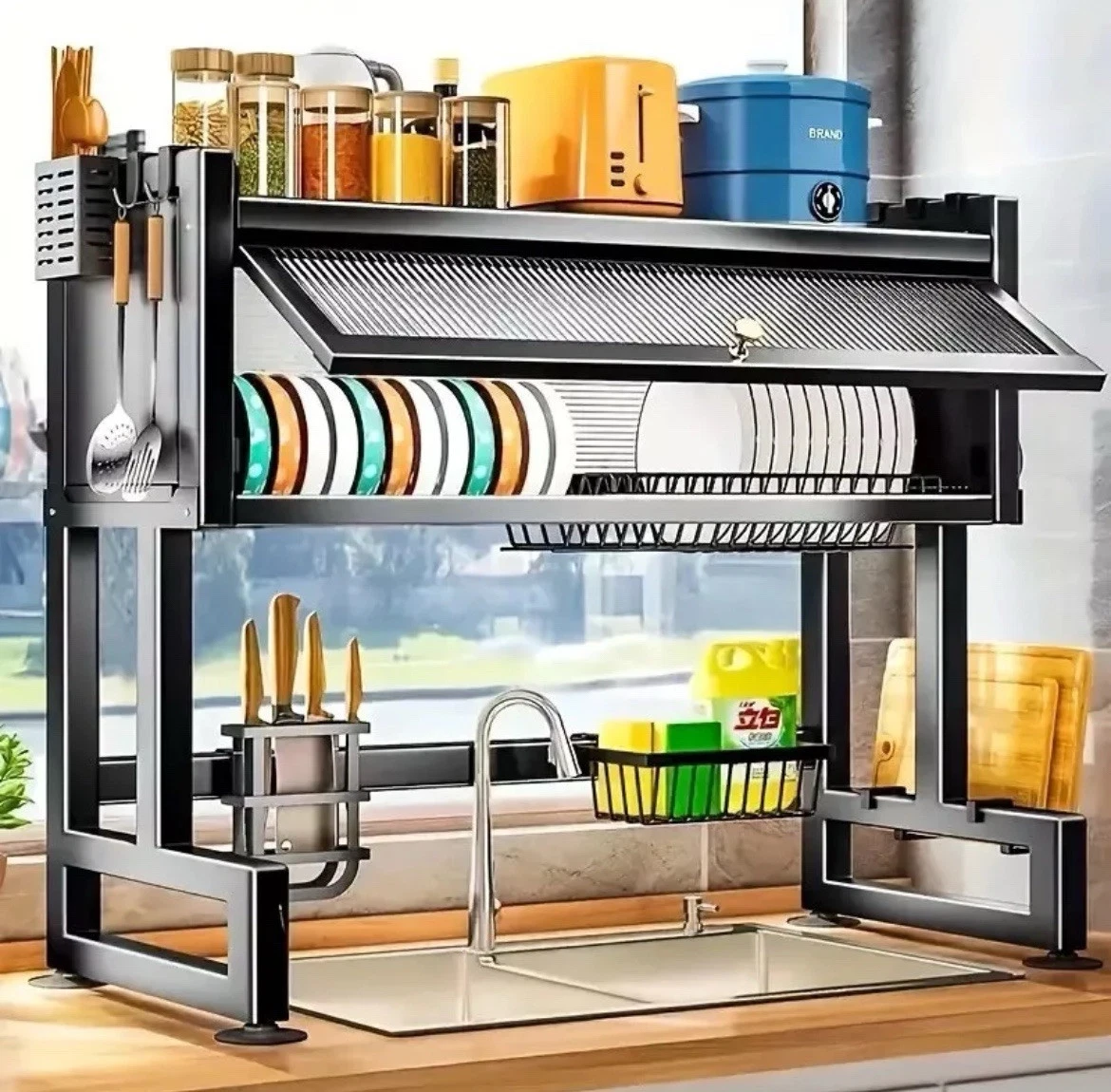 Over The Sink Dish Drying Rack 3 Tier Large Dish Rack Metal for Kitchen with Lid
Opens in a new wind