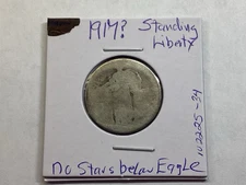 Standing Liberty Quarter Unreadable Date No Stars Below Eagle 1917? 102225 34a