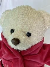 FAO Schwarz Boy Teddy Bear in Red  White Stripe PJ'S 12"H NWT