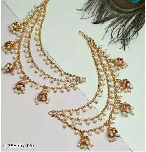 Earring Jewellery Bahubali Inspired Long Chain Hair Chain (Gold