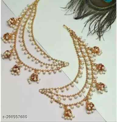 Earring Jewellery Bahubali Inspired Long Chain Hair Chain (Gold