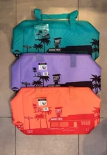 Trader Joe's INSULATED LARGE BAG COOLER Lot of 3 Bags Peach Lavender Teal 🩵💜🍑