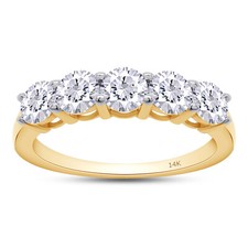 3/4 Ct Round Cut Diamond Eternity Engagement Ring 14K Yellow Gold Lab Grown