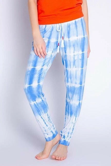 PJ Salvage Sail Away Blue White Tie Dye Banded Pants Women s Size Small