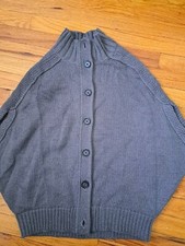 Banana Republic Women  s S Extra Merino Wool Button Cardigan Grey Cape Poncho