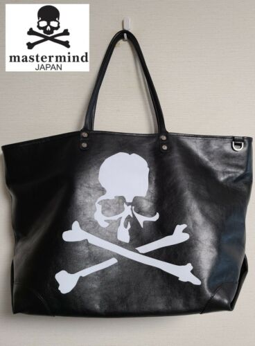 mastermind JAPAN Real Leather Tote Bag Handbag Black LEATHER - Picture 1 of 10