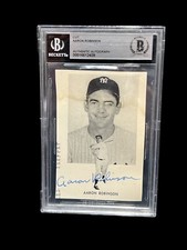 AARON ROBINSON NEW YORK YANKEES SIGNED VINTAGE CUT AUTOGRAPH 3X4 BECKETT BAS COA