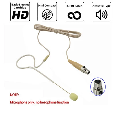 Earhook Microphone for AKG Samson 3 Pin Mini XLR Wireless System Transmitter
