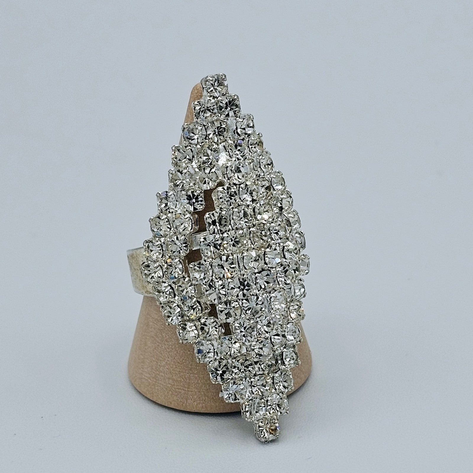 Bling Ring Adjustable Rhinestone Studded Two Tier… - image 6