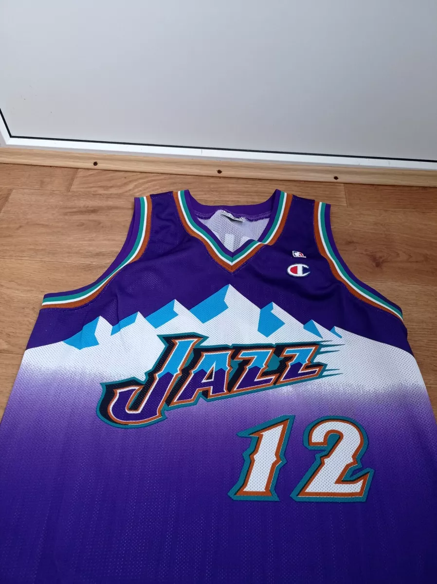 John Stockton Utah Jazz Champion Jersey RARE 90s VINTAGE Size L