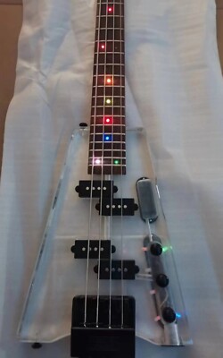 Headless Acrylic electric guitar blue LED Light Rosewood Fingerboard