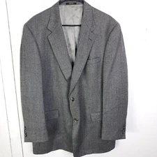 Hart Schaffner Marx Blazer Mens 46 Regular Herringbone Plaid Two Button Wool
