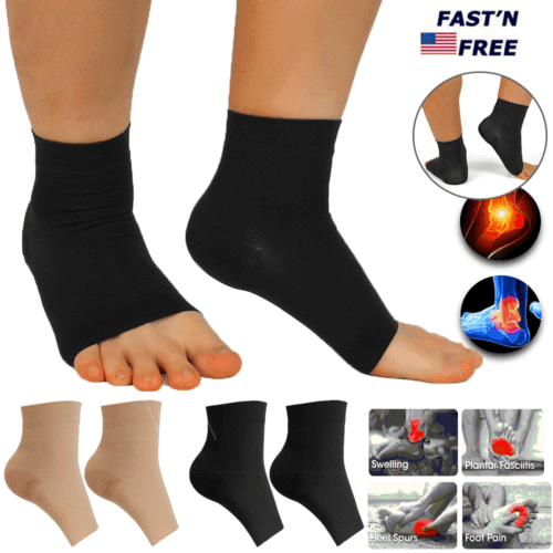 Pair Ankle Support Brace Compression Sleeve Plantar Foot Fasciitis Wrap Sports - Picture 11 of 16
