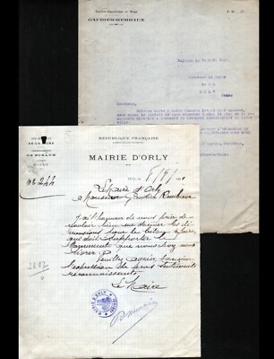 ORLY / AULNOYE (94 / 59) TOTENDENKMAL ''Sté GRANITIERE / GAUDIER & EMBAUX''