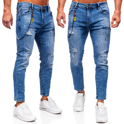Hose Freizeithose Denim Jeans Motiv Party Clubwear Casual Herren BOLF Classic